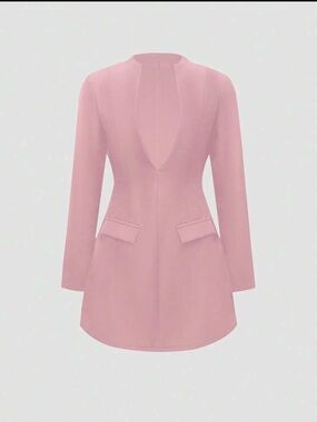 Pink V-Neck Longline Blazer